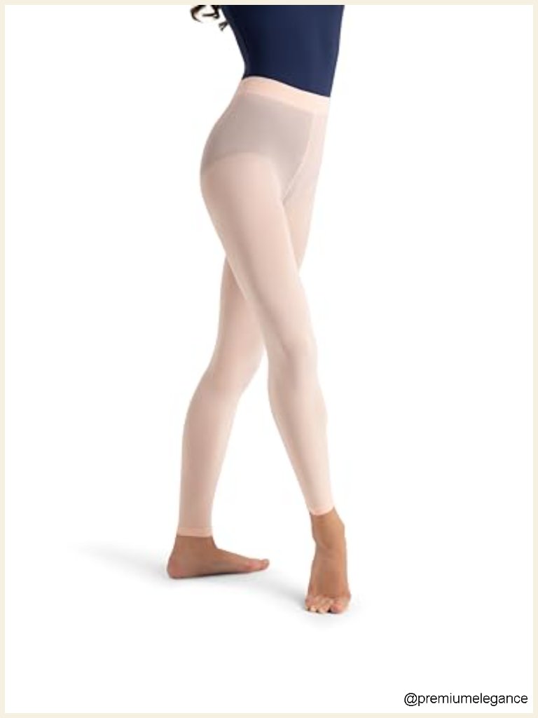 Footless Tights With Self-Knit Waistband Moisture Wicking Semi-Opaque Adult
